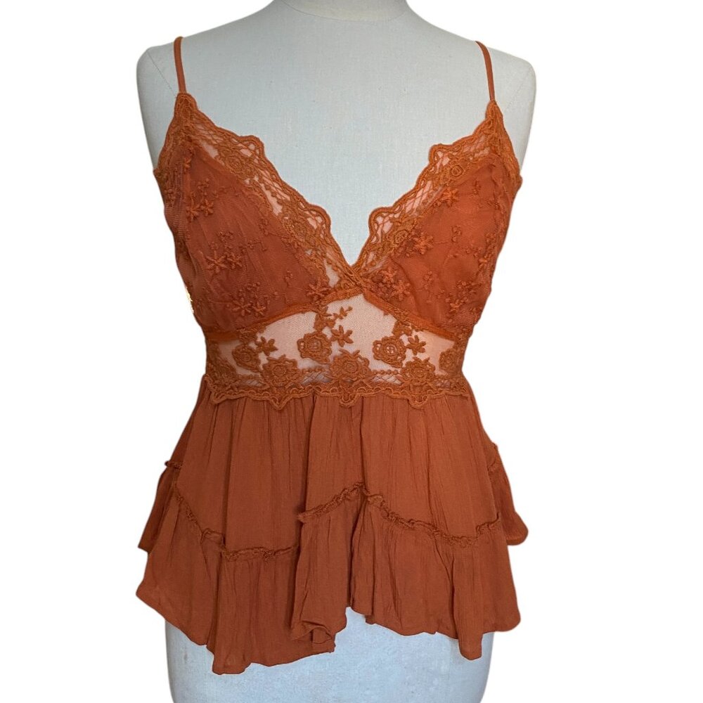 Vintage Lace Babydoll Tank Top Sheer Coquette Fairy Grunge Festival Boho Y2K-8